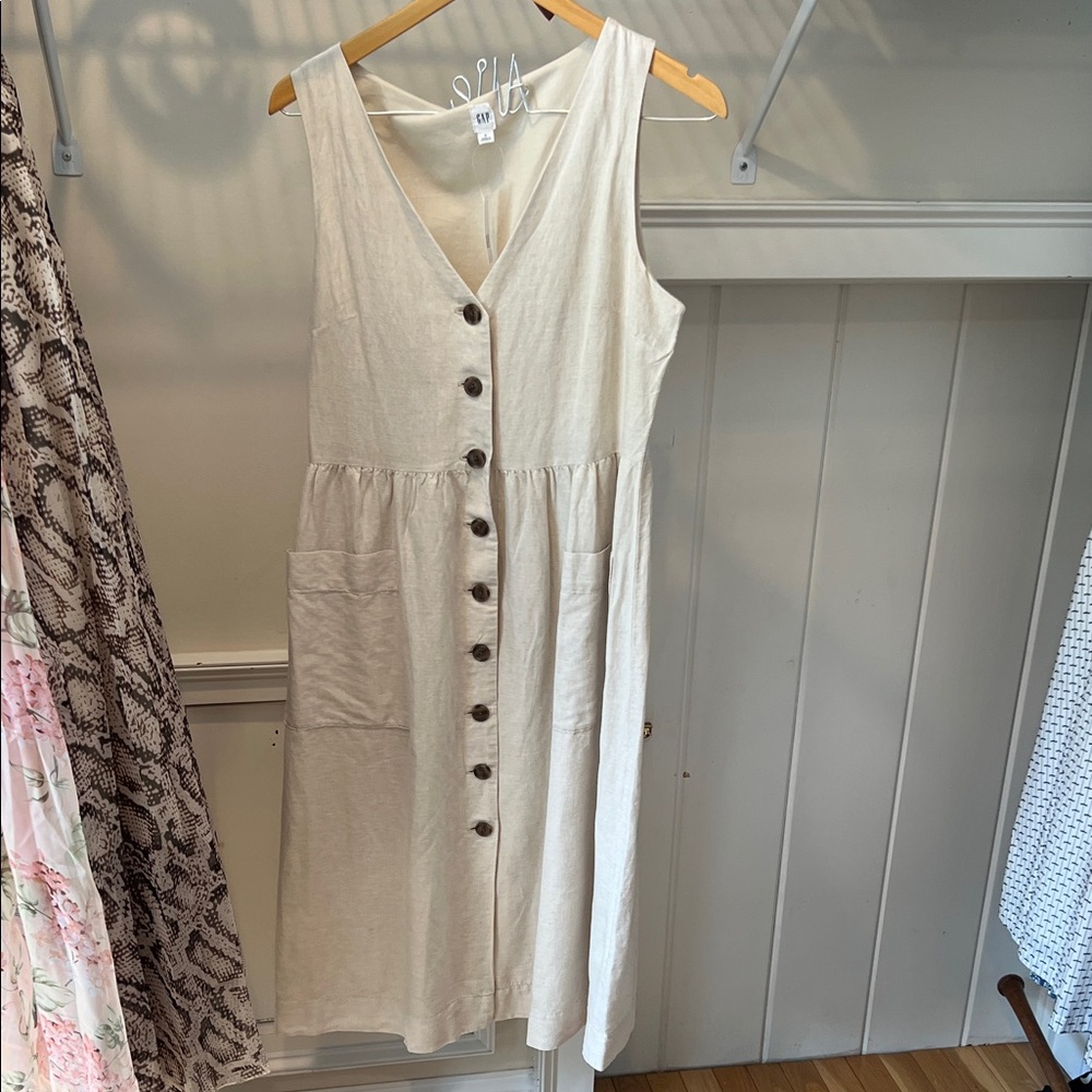 GAP Cream Sleeveless Midi Dress